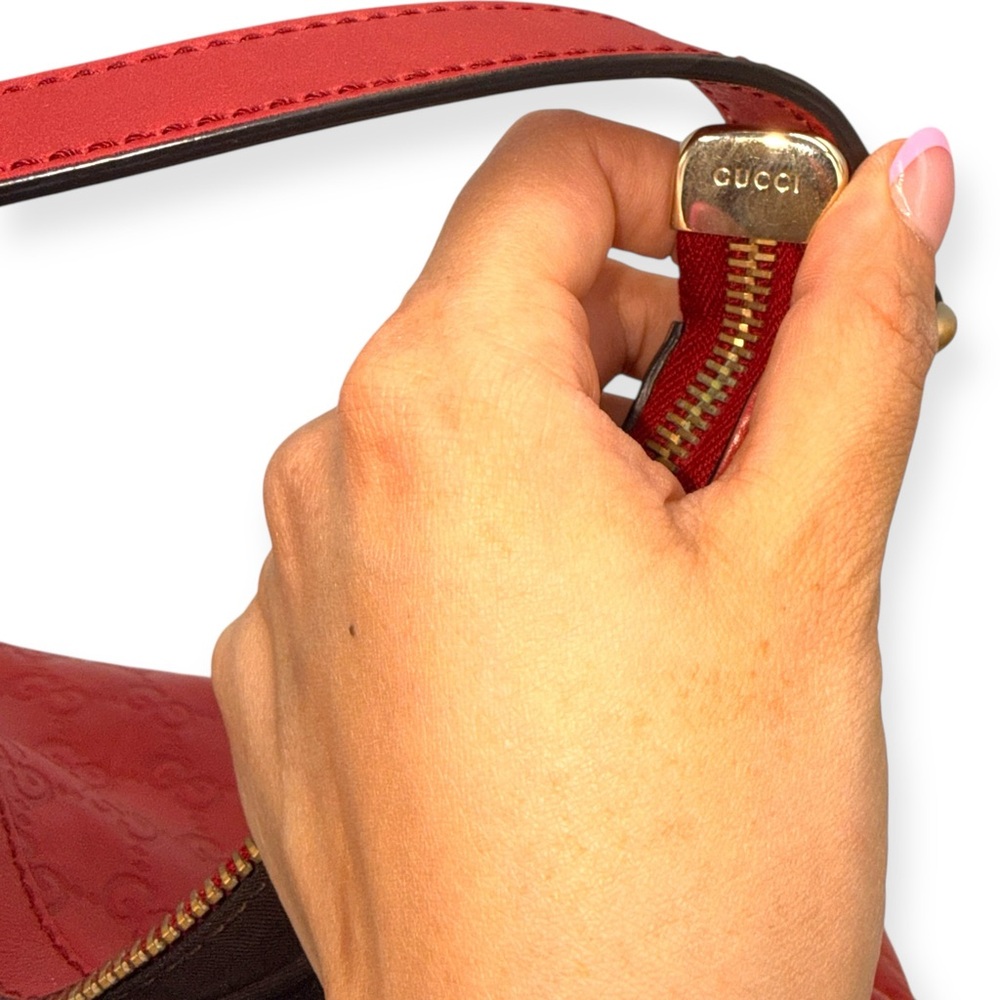 Gucci Guccissima Charmy Hobo Bag Red Leather - Picture 11 of 15